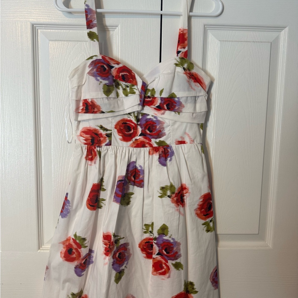 City Triangles Floral Dress - White base with Red, Purple, Orange flowers